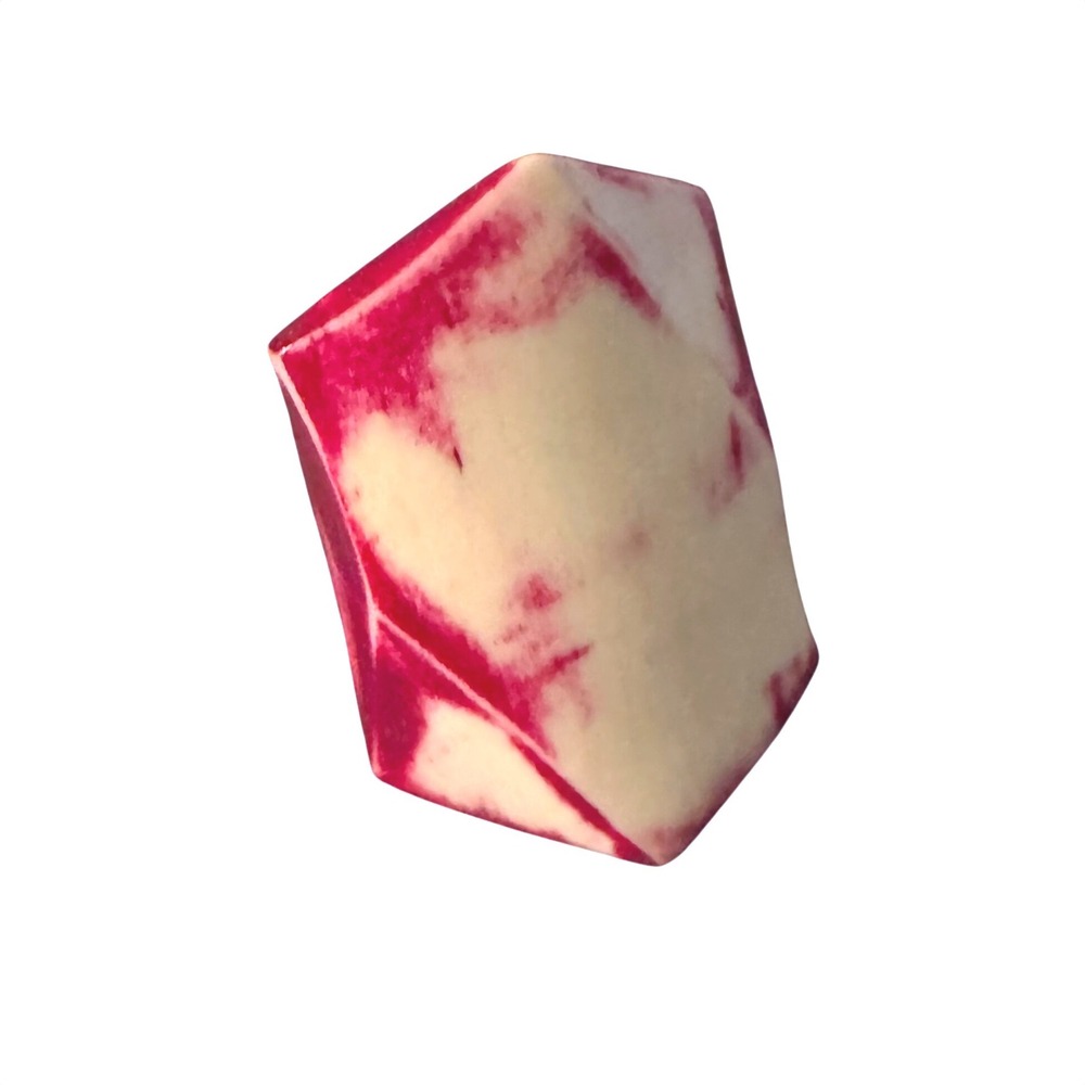 Red Marbled Resin Geometric Statement Ring Chunky Modernist Pyramid Band